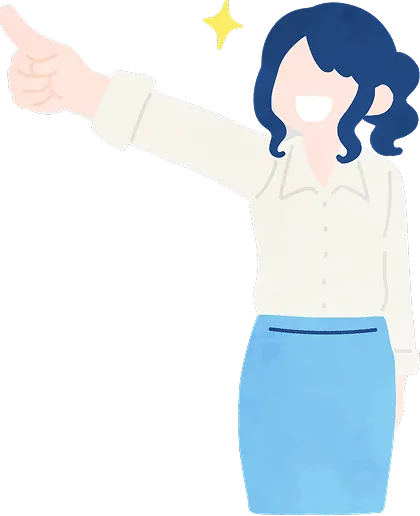 指をさす女性スタッフのイラスト