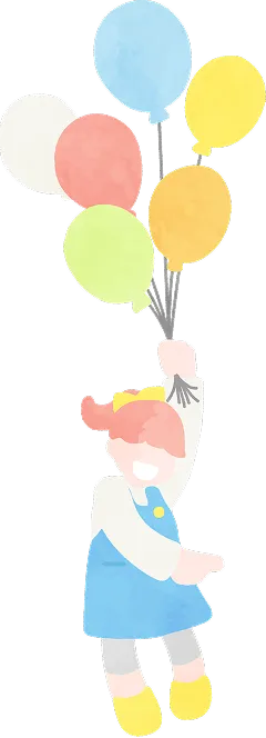 風船で浮く少女のイラスト